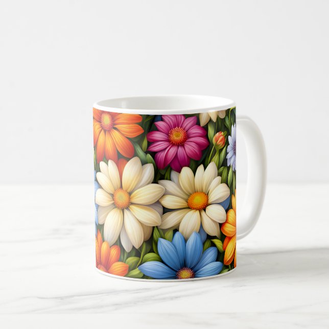 Hübsche Blumen, hell gefärbt, Kaffeetasse (VorderseiteRechts)