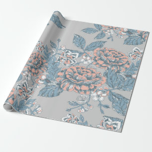 Hübsche Blumen. Monochrome Ornamente. Nahtloses Mu Geschenkpapier