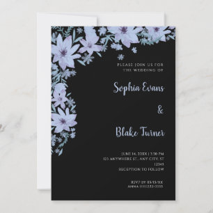Hübsche Blumen Romantische Schwarze Hochzeit Einladung