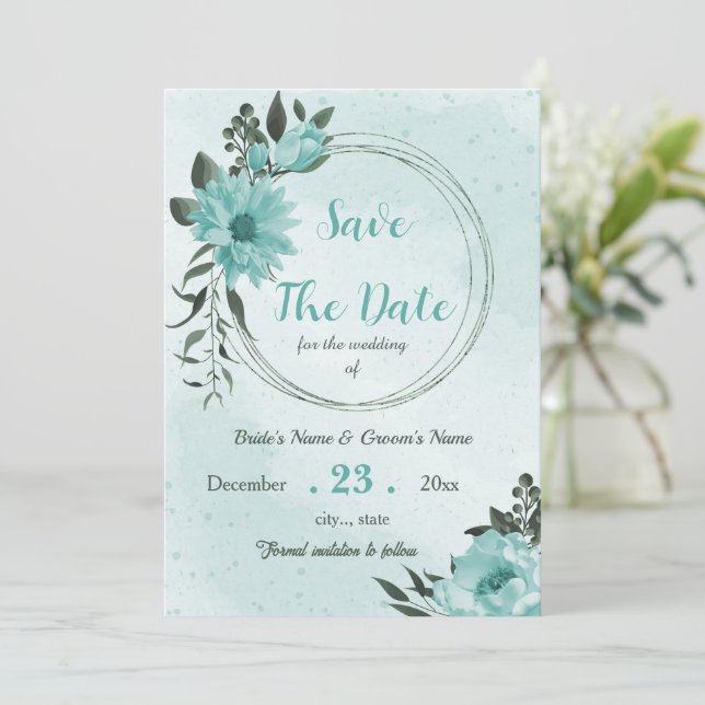 hübsche Blumen Save The Date (Stehend Vorderseite)