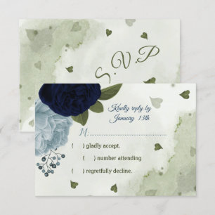 hübsche Blumen und bläuliche Blumen RSVP Karte