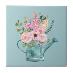 Hübsche Blumendarstellung Elegant und Blau Fliese