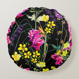 Hübsche Blumendekoration auffallend Rundes Kissen