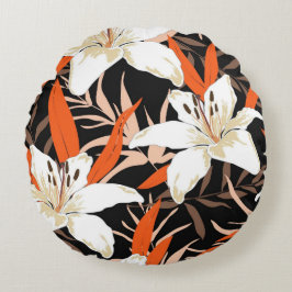 Hübsche Blumendekoration auffallend Rundes Kissen