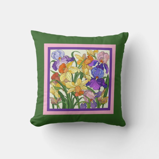 Hübsche Blumeneisen auf Grün Kissen (Vorderseite)