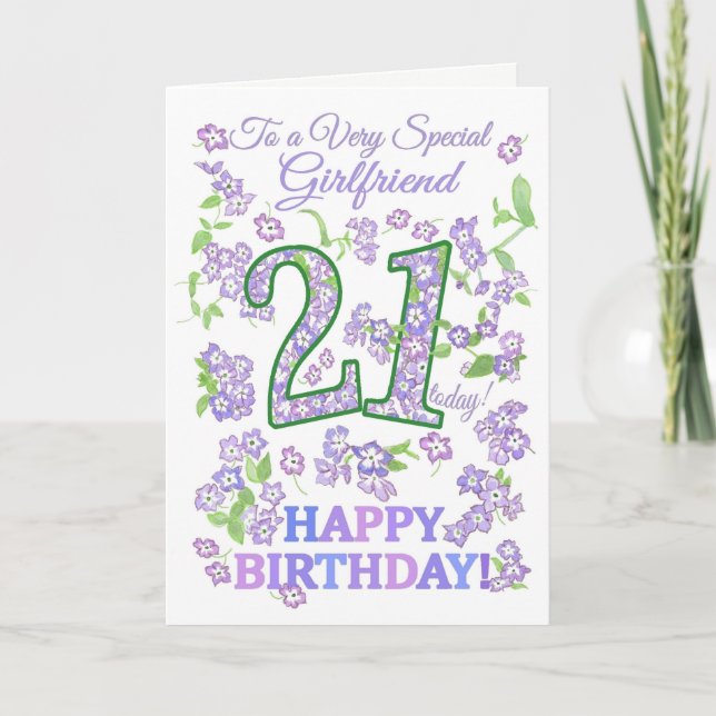 Hübsche Blumenfreunde zum 21. Geburtstag Karte (Vorderseite)