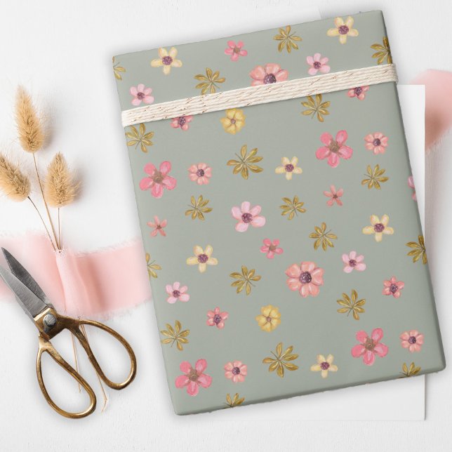 Hübsche Blumengeburt Girly Feminine Niedliche Blum Geschenkpapier (Von Creator hochgeladen)