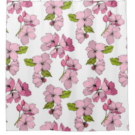 Hübsche Blumengrafik zeichnend Rosa, weißes Muster Duschvorhang
