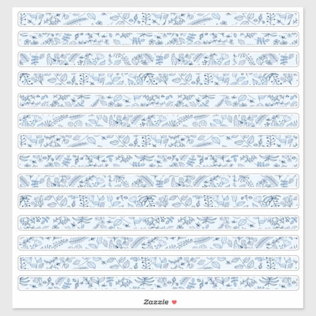 Hübsche Blumengrenzen in der boho-Blues Aufkleber (Blatt)