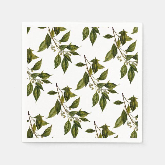Hübsche Blumengrün Einfache Elegante Party Serviette (Vorderseite)