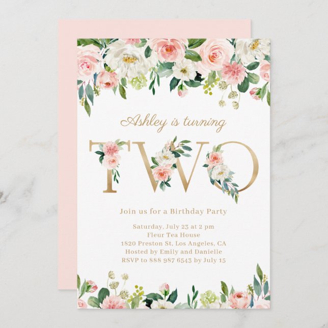 Hübsche Blumengymnastik-Girl Einladung (Vorne/Hinten)