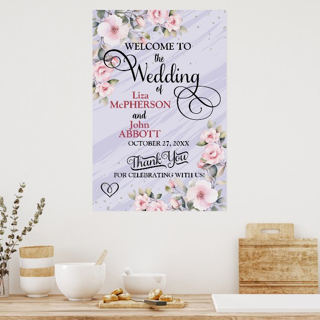 Hübsche Blumenhochzeit Poster (Küche)