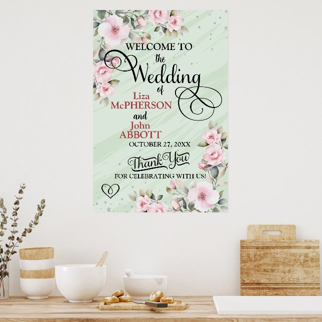 Hübsche Blumenhochzeit Poster (Küche)