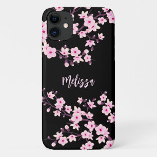 Hübsche Blumenkirsche Blossom Rosa Schwarze Monogr Case-Mate iPhone Hülle