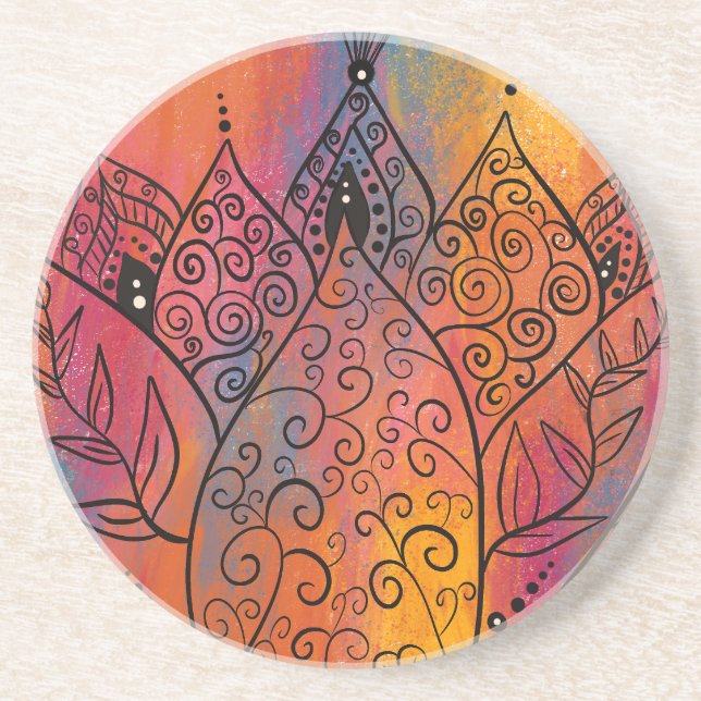 Hübsche Blumenkunst Getränkeuntersetzer (Vorne)