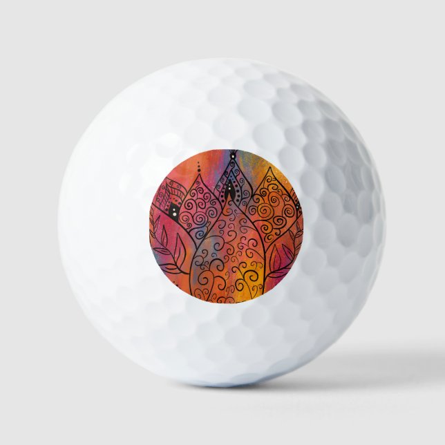 Hübsche Blumenkunst Golfball (Vorderseite)