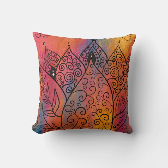 Hübsche Blumenkunst Kissen (Vorderseite)