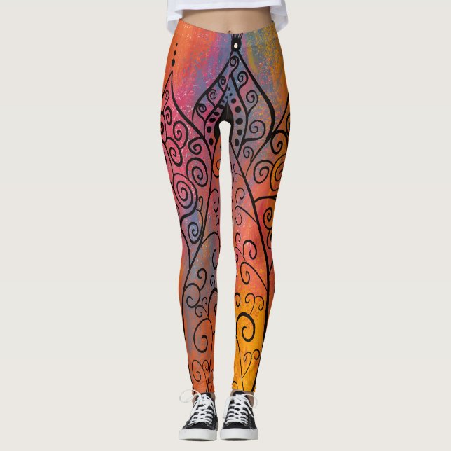 Hübsche Blumenkunst Leggings (Vorderseite)