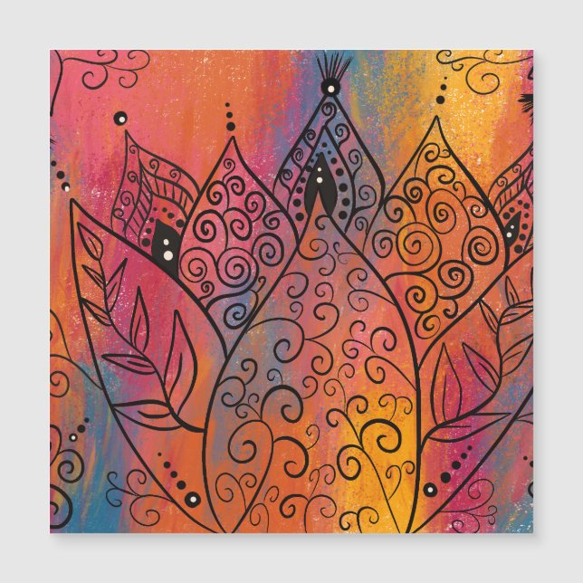 Hübsche Blumenkunst Magnetkarte (Vorderseite)