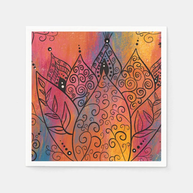 Hübsche Blumenkunst Serviette (Vorderseite)