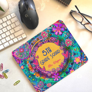 Hübsche Blumenlehrerin Squad Personalisiert Mousepad
