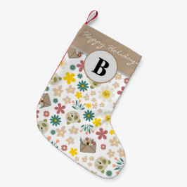 Hübsche blumenmädchenhafte mit Monogramm Enkelkind Kleiner Weihnachtsstrumpf