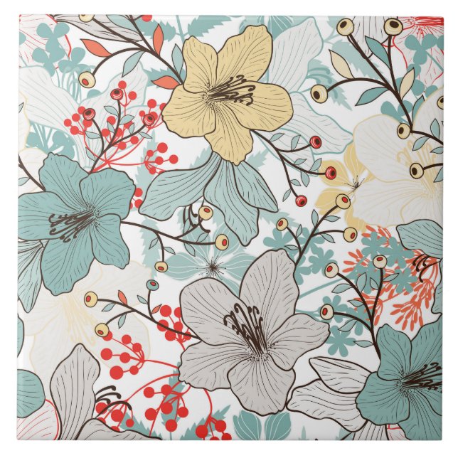 hübsche Blumenmuster Dekoration Keramik Fliesen (Vorderseite)