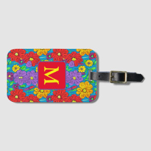Hübsche Blumenmuster Mit Monogramm Gepäckanhänger
