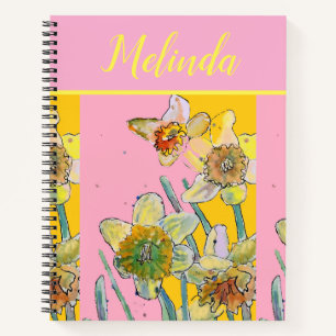 Hübsche Blumenpastel Daffodische Blume Wasserfarb Notizbuch