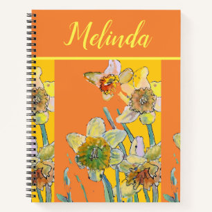 Hübsche Blumenpastel Daffodische Blume Wasserfarb Notizbuch