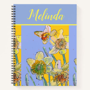 Hübsche Blumenpastel Daffodische Blume Wasserfarb Notizbuch