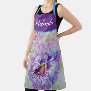 Hübsche Blumenpastel Pansy Lila Aquarellfarbe Sch Schürze