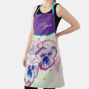 Hübsche Blumenpastel Pansy Lila Aquarellfarbe Schü Schürze