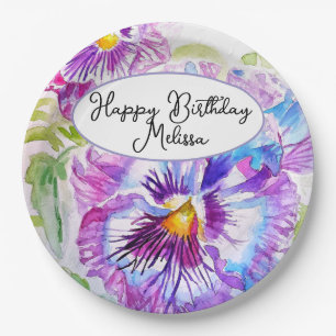Hübsche Blumenpastel Pansy Lila Girls Geburtstag Pappteller