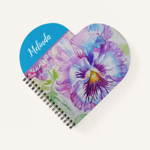 Hübsche Blumenpastel Pansy Lila Niedliche Girls Notizbuch
