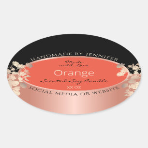 Hübsche Blumenproduktkennzeichnungen Orange Rote R Ovaler Aufkleber