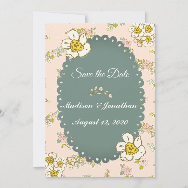 Hübsche Blumenschrift Pastell Pink Romantisch Save The Date (Vorderseite)