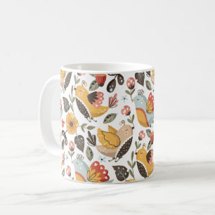 Hübsche Blumenvögel Bohemisches Muster Kaffeetasse
