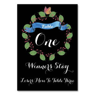 Hübsche BlumenWreath Bunco Tabellen-Karte #1 Tischnummer