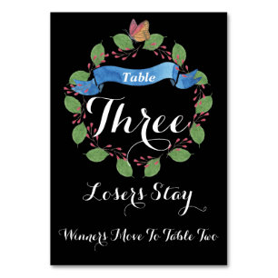 Hübsche BlumenWreath Bunco Tabellen-Karte #3 Tischnummer