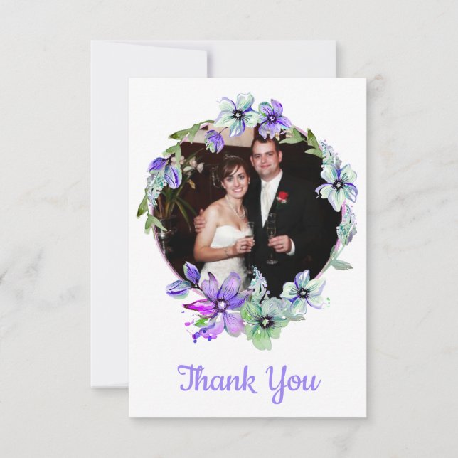 Hübsche Blumenzeremonie Mit Monogramm Hochzeit Dankeskarte (Vorderseite)