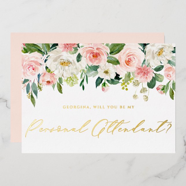 Hübsche Blush-Blume sind meine persönliche Aufmerk Folieneinladung (Vorderseite/Rückseite)