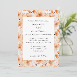 Hübsche Blush Pfirsich Blumen Hochzeit Einladung