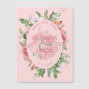Hübsche Blush Pink Bläschen Hochzeit Sichern Sie d Magnetkarte