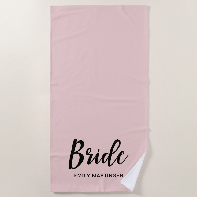 Hübsche Blüte mit Bridropie und Name Strandtuch (Vorderseite)