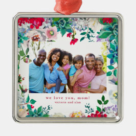 Hübsche Blüte mit Foto Ornament Geschenk für Mama Aus Metall