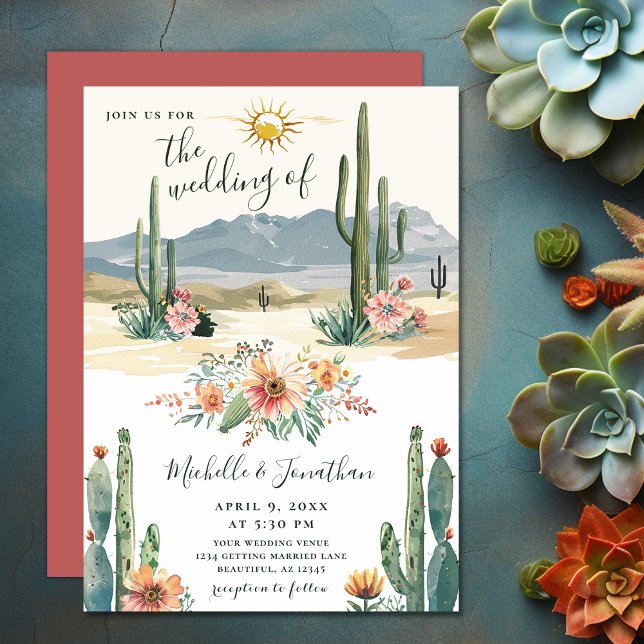 Hübsche Blütenkakteen | Kaktus Wüstenhochzeit Einladung (Pretty Flowering Cacti  Cactus Desert Wedding Invitation)