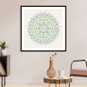 Hübsche Bohemische Blumenpracht Mandala Girl's Art Poster