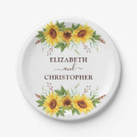 Hübsche Boho Watercolor Sonnenblumen Hochzeitsfeie
