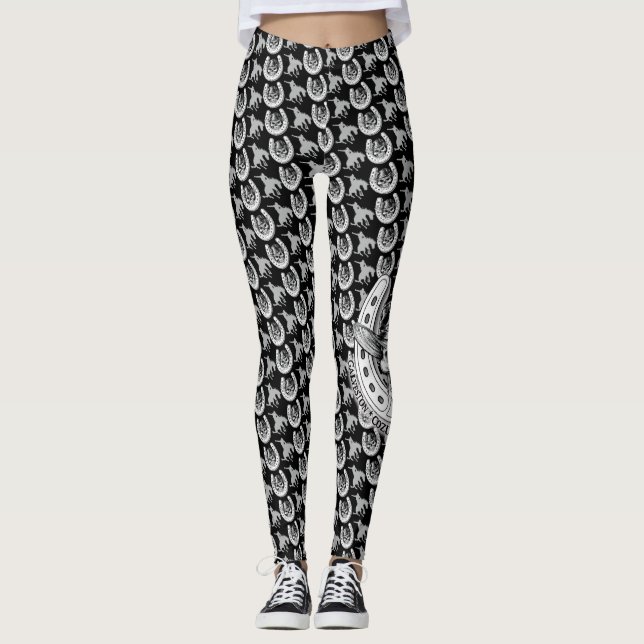 Hübsche böse Damen - Schädel SR19 u. Broncs Leggings (Vorderseite)